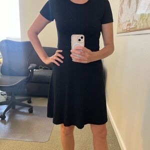 GAP Midi Dress Women's Small Black Fit Flare Scoop Neck Lightweight Casual